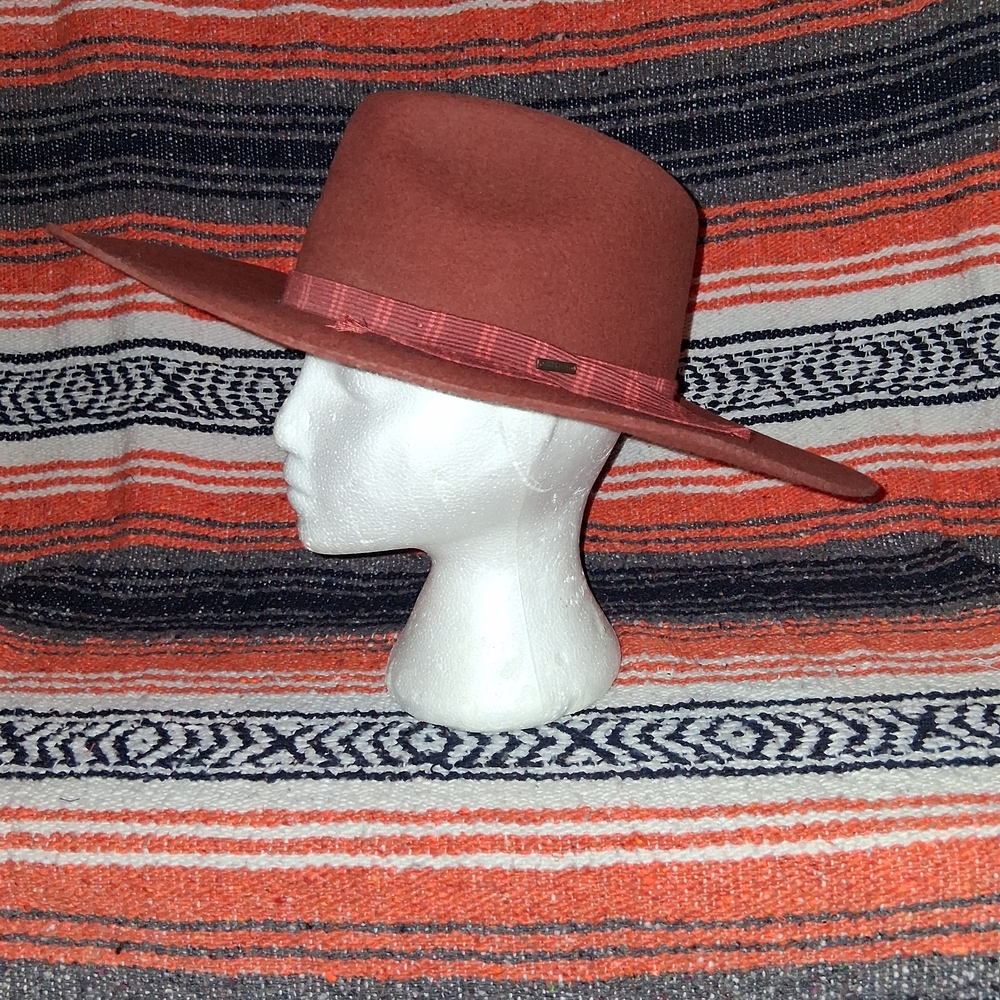 Brixton Leigh Wool Fedora Burnt Henna 4 1/4 In Wide-Brim Hat